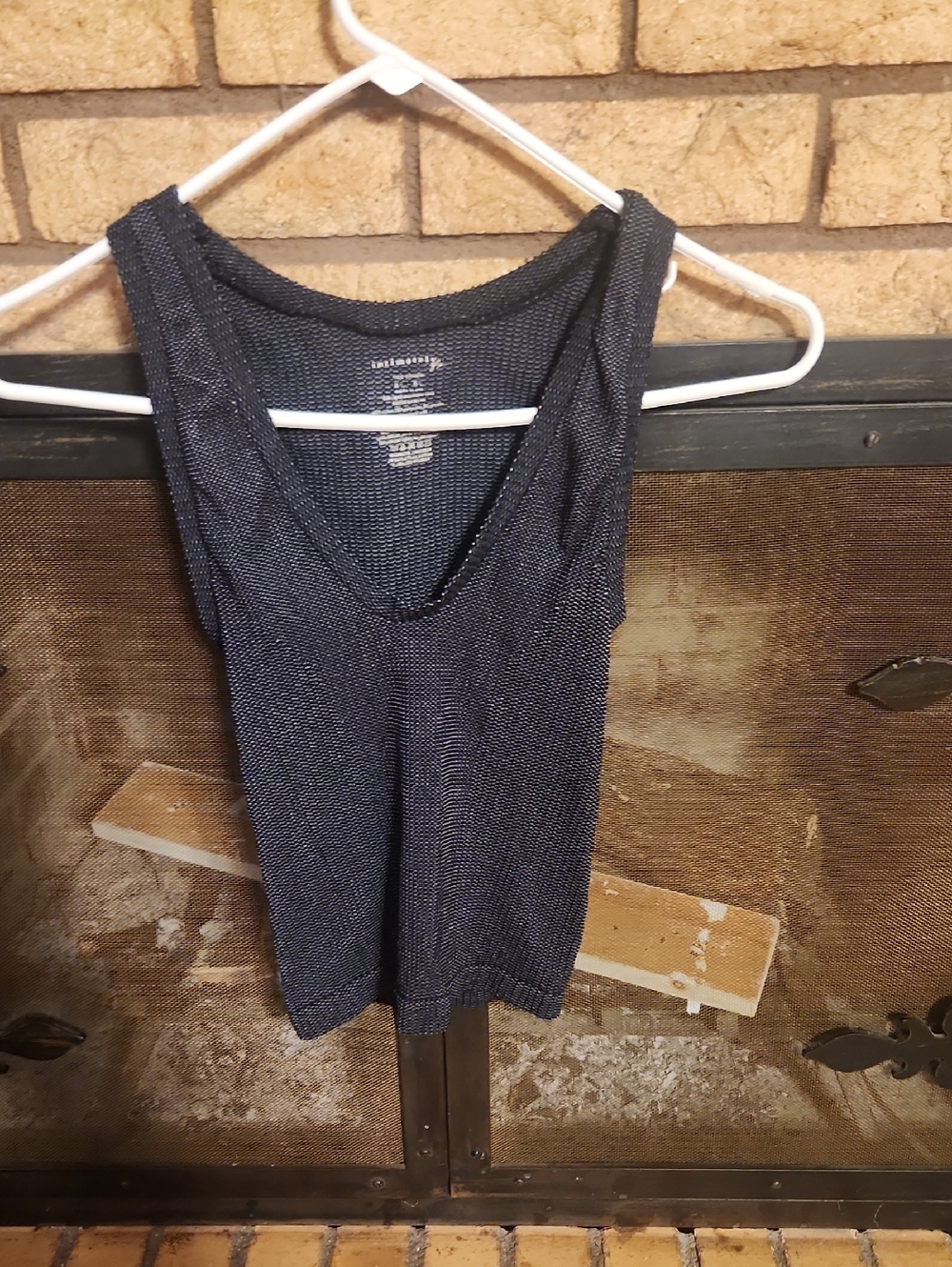 Free People Navy Scoop Neck Ribbed Tank